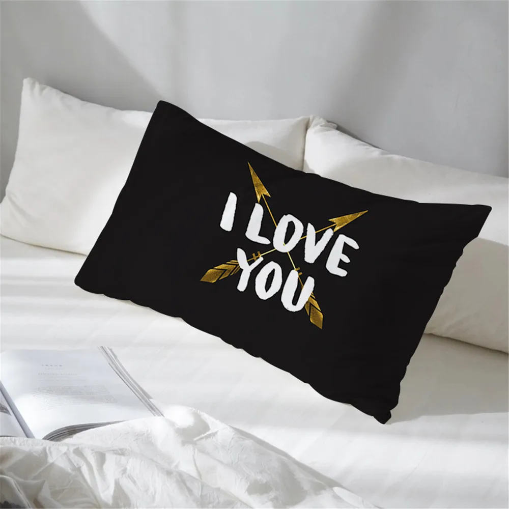 Чехол-наволочка с надписью I LOVE YOU | Дом и сад