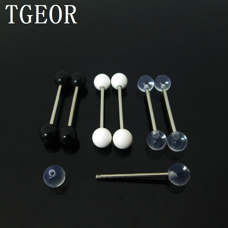 Лидер продаж оптовая продажа 100 шт. 15 г кольцо для языка разные цвета простой шар