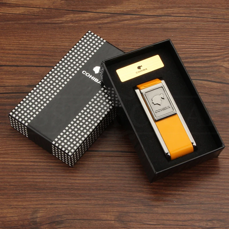 COHIBA гаджеты 2 огнестойкая струйная фонарь лка Зажигалка для сигар многоразовая