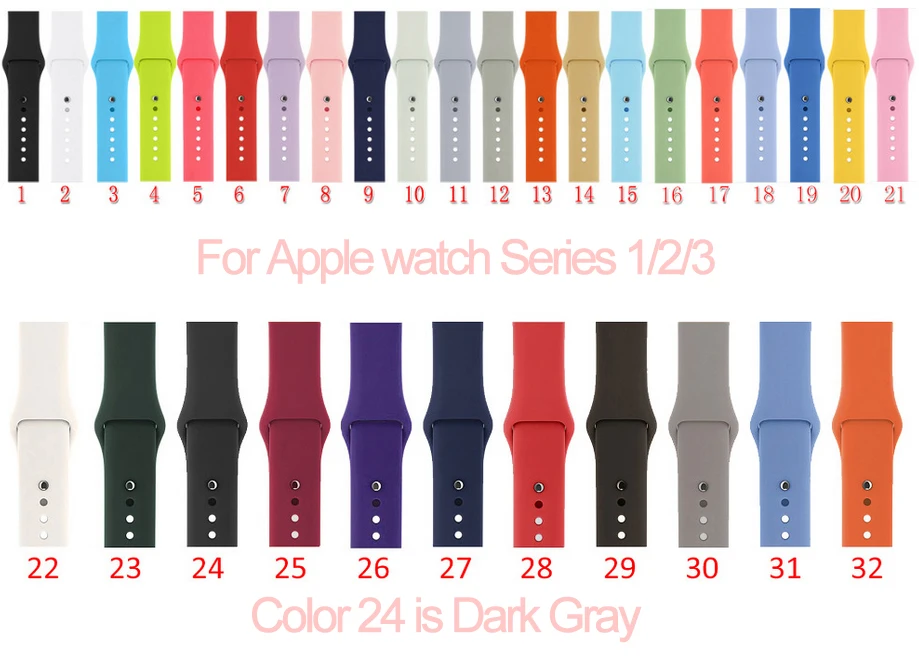 Модный мягкий силиконовый спортивный ремешок для Apple Watch Series 1/2/3 38 мм 42 резиновый