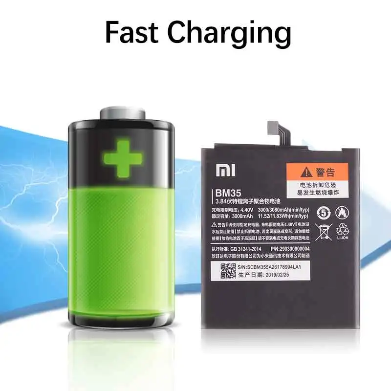 Оригинал Аккумулятор для XIAOMI Mi 4C Mi4C BM35 3080mAh запасные части|Аккумуляторы для