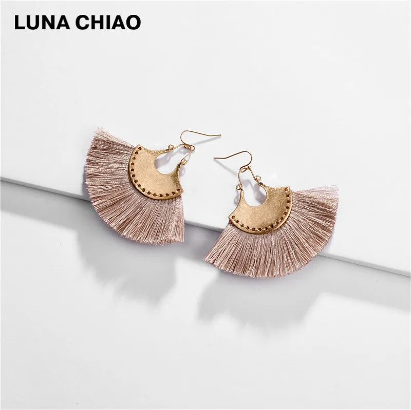 mauve LUNA CHIAO, модные ювелирные изделия, Осень-зима, трендовые этические серьги с бахромой, Винтажные висячие серьги - Окраска металла: mauve