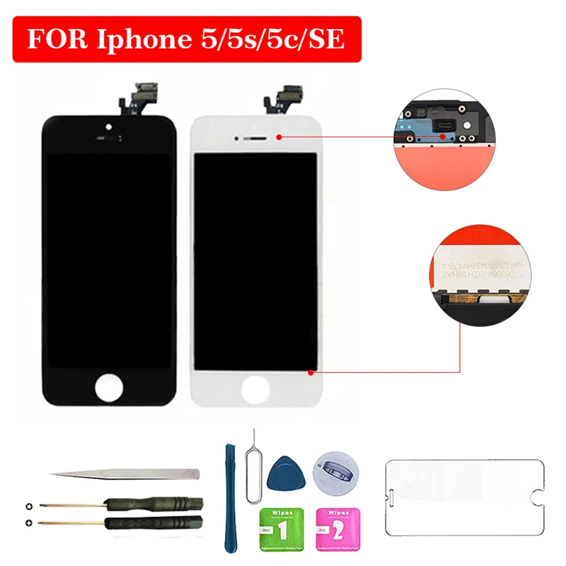 Для iphone 5 LCD 5S 5C SE ЖК дисплей сенсорный экран без битых пикселей дигитайзер сборка