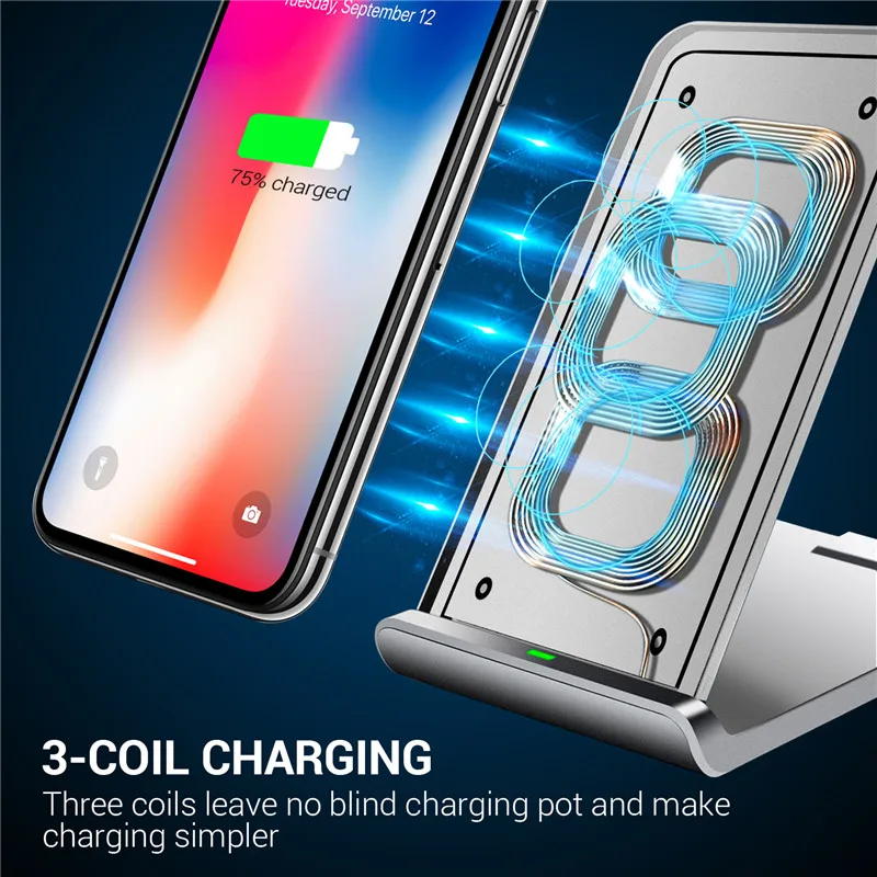 Turata Беспроводной Зарядное устройство для iphone X/iphone 8 Quick Charge 3 0 Быстрая зарядка Pad