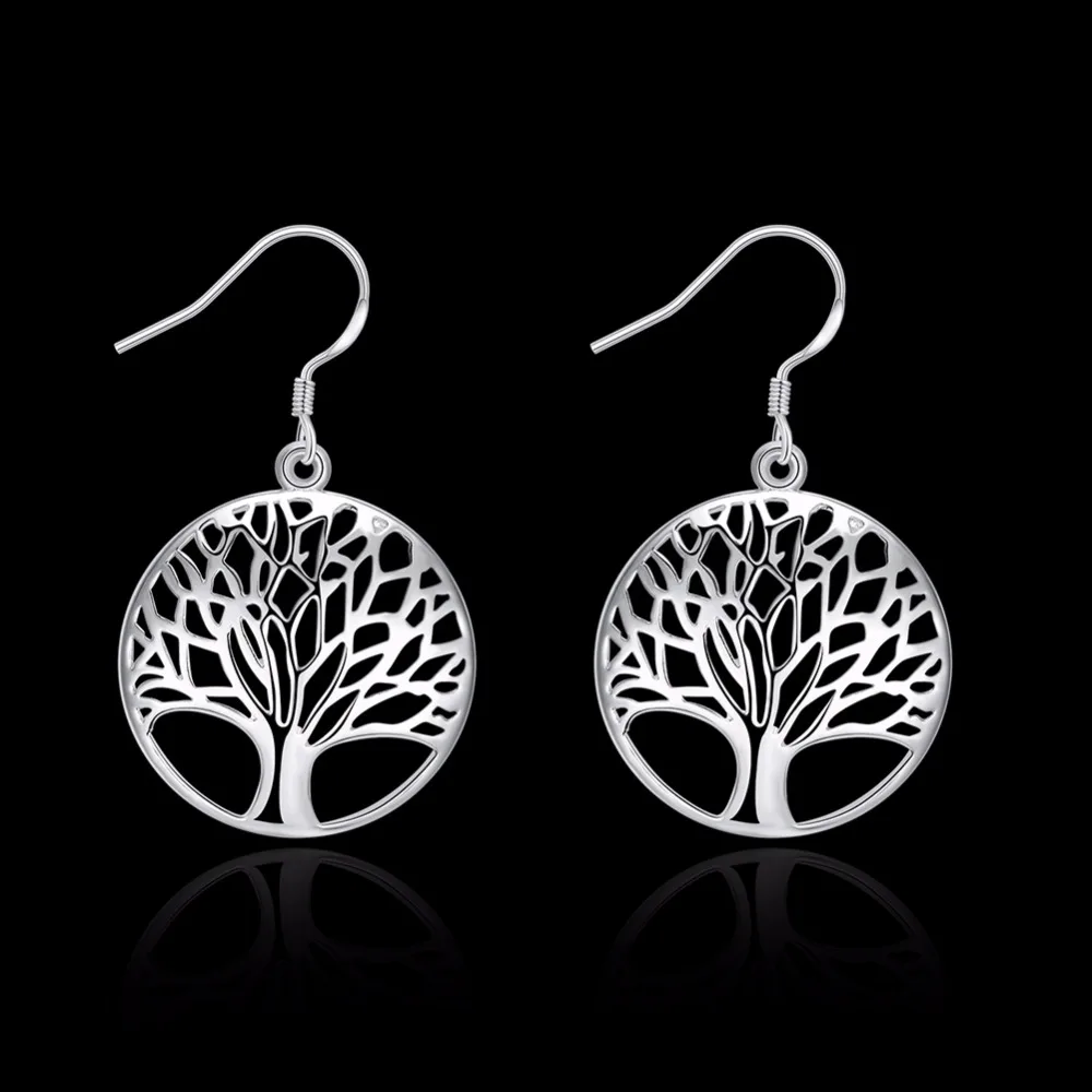 Серьги подвески из меди с серебряным покрытием da028 #|metal earrings|drop earringstree of life earrings |