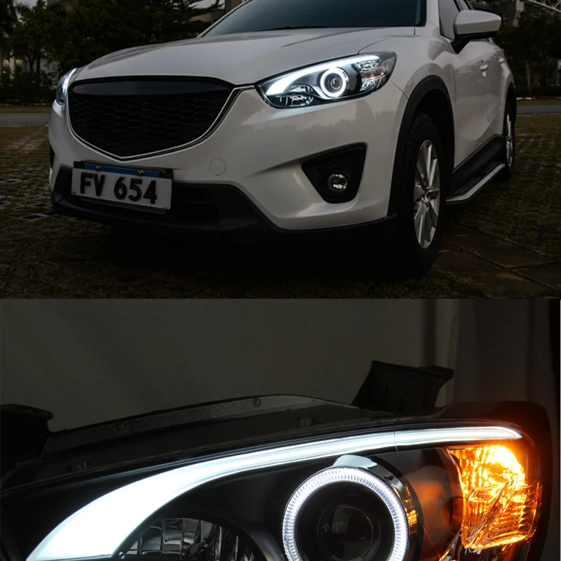 Автомобильный Стайлинг для Mazda CX-5 фары 2011- CX5 светодиодный фонарь DRL Bi Xenon объектив Высокий Низкий Луч парковочная противотуманная фара
