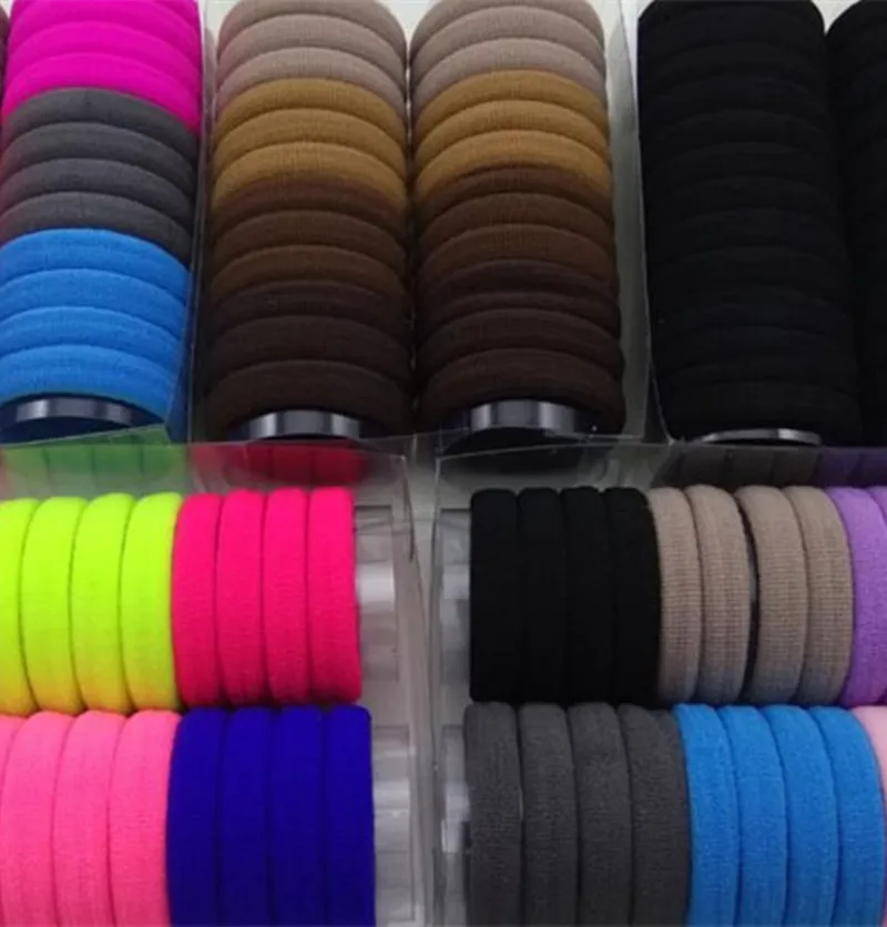 500 шт. модных эластичных резинок для волос, длиной 4 см, ярких цветов, в пакете.