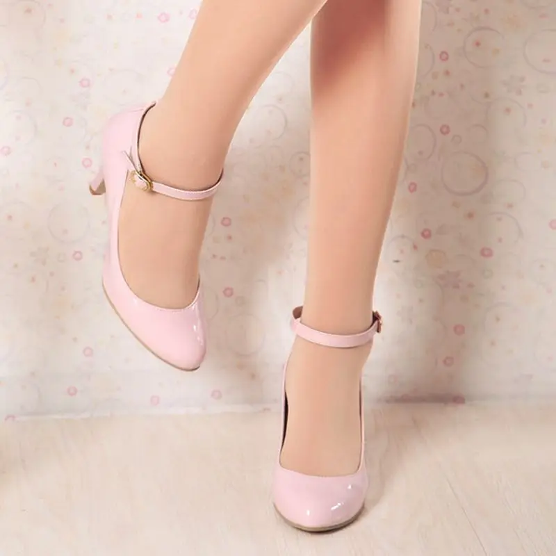 Новые Zapatos Mujer модные натуральная кожа пряжки розовый Женские туфли-лодочки на