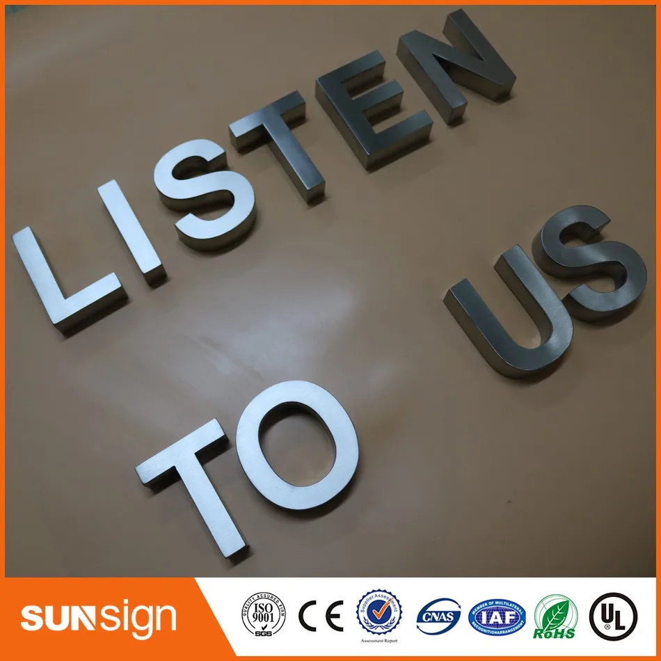 Пользовательская реклама 3d знак буквы Матовый металлический | Электронные