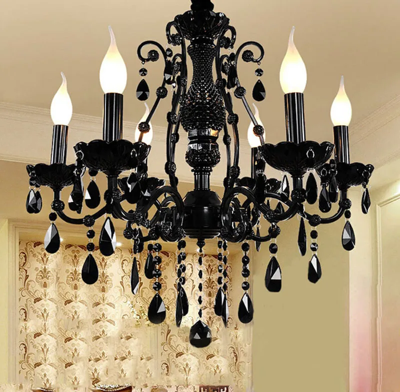 Черная хрустальная лампа Европейская гостиная люстра американский ресторан