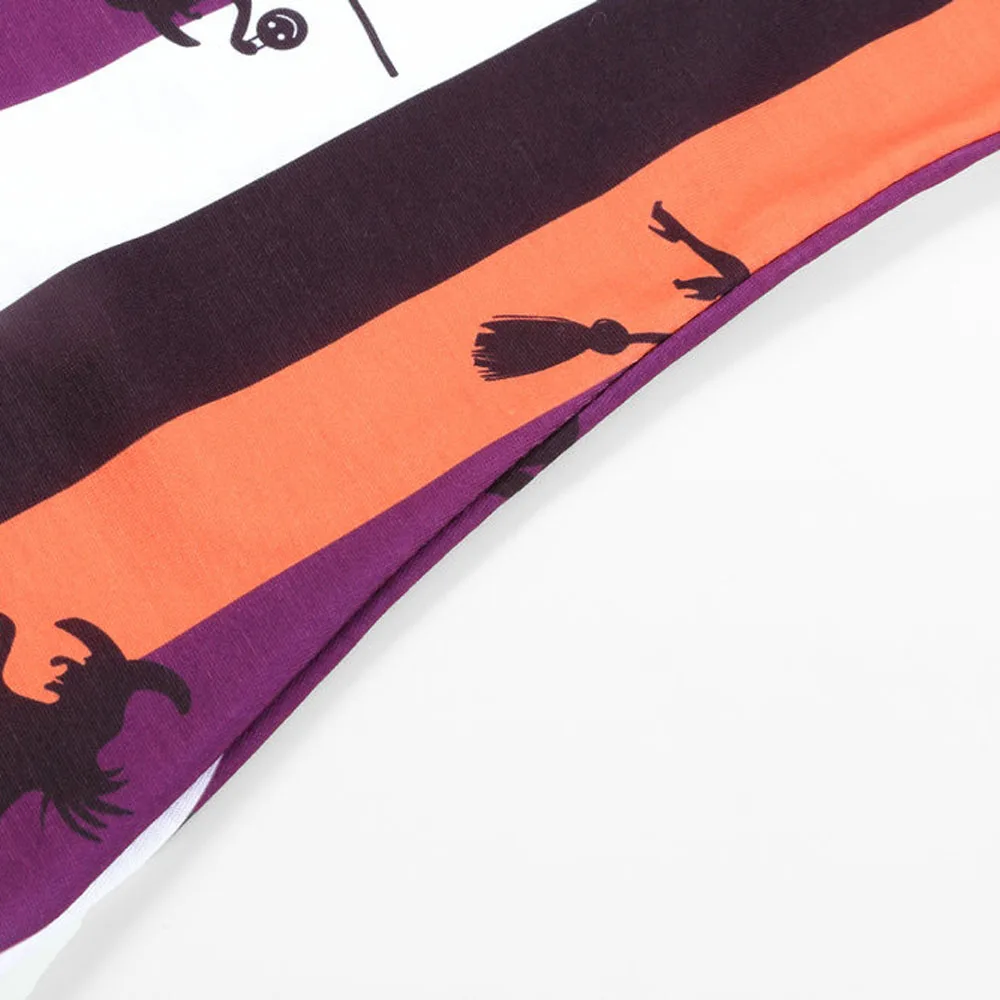 

Apperloth Christmas Witch Print Dress for Women Multicolor Striped Party Vestidos Long Sleeves O Neck Pullover Mini Dress 2018