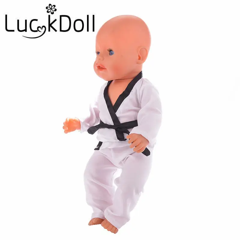 LUCKDOLL тхэквондо Униформа костюм для 18 дюймов американская кукла или 43 см
