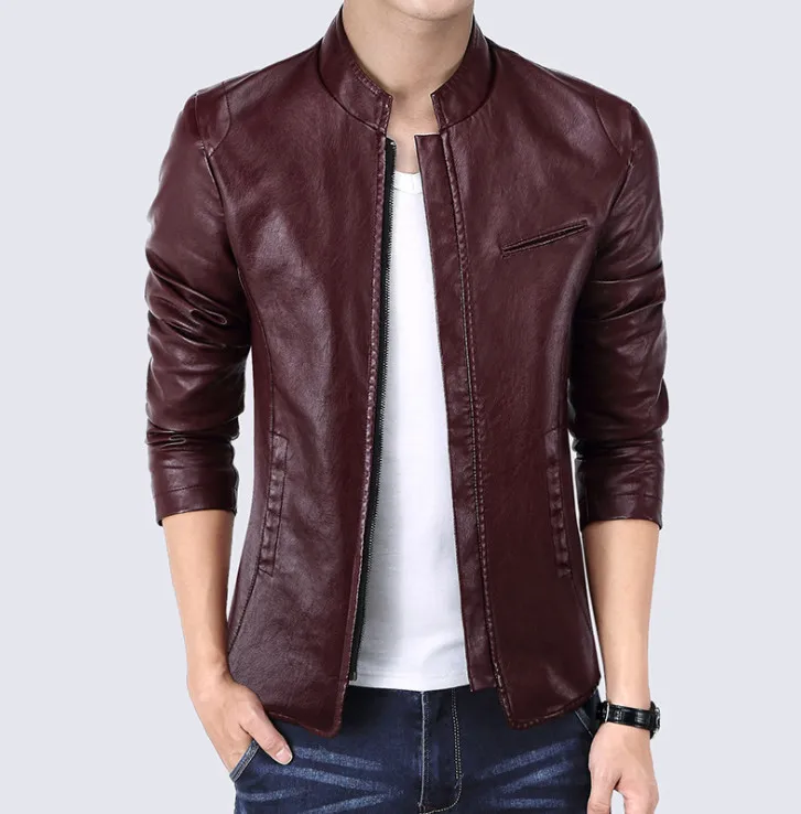 Новые модные мужские Куртки из искусственной кожи куртки в стиле панк красные