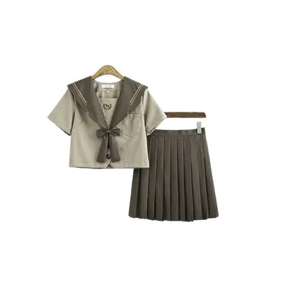 Japanese Orthodox Soft Girl JK Uniform Skirt Milk Tea Brown Kanto Transformed Two Sailor Suits for Students N1 | Тематическая