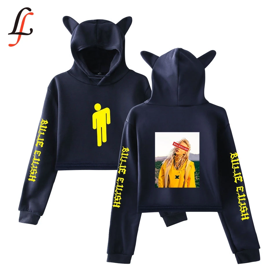Женский свитер с кошачьими ушками Billieeilish модный короткий кошачий Топ хит