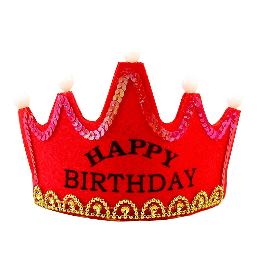 02 Birthday Crown с светодиодный светильник для мальчик и девочка принцесса король короной «С Днем Рождения» Кепки повязка на голову для рождественской вечеринки Прямая - Цвет: 02