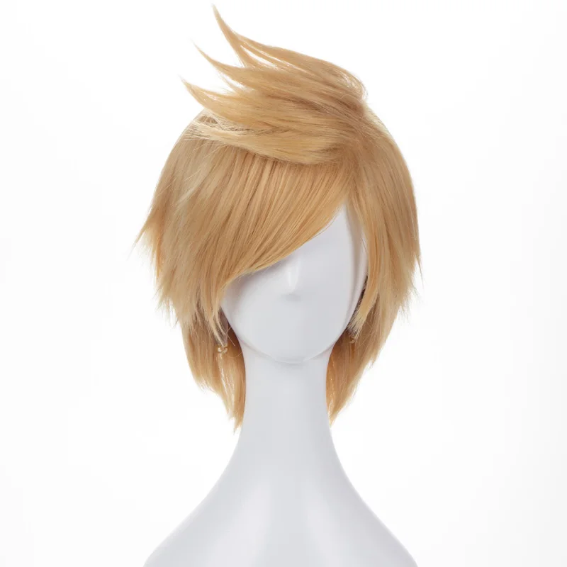 

FF15 Final Fantasy XV Prompto Argentum Short Linen Blonde Cosplay Costume Wig Heat Resistance Fibre Hair + Wig Cap