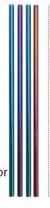Colorful-straight DHL 400 шт/Партия Красочные 304 соломинки из нержавеющей стали многоразовые, для питья соломы высокого качества изогнутая металлическая соломинка с чистящей щеткой - Цвет: Colorful-straight
