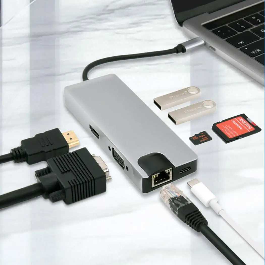 Type C к RJ45 type док станция USB3.1 многофункциональный конвертер c HDMI адаптер|Адаптеры