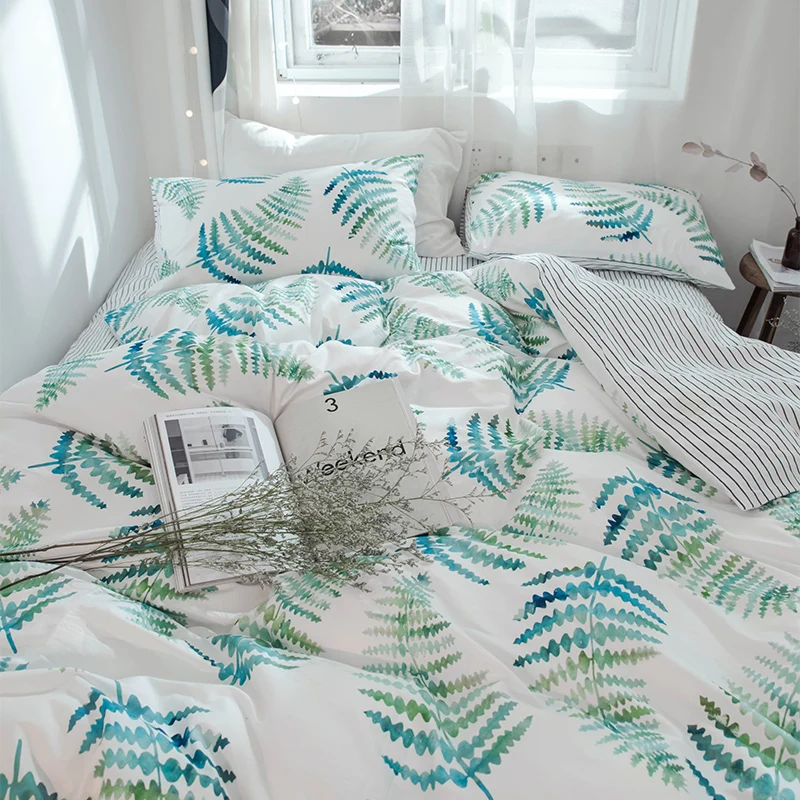 Медленно Dream Fresh Стиль Постельное белье Active печать зеленые листья удобные