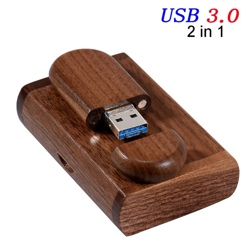 walnut POWERONE 2 в 1 OTG флеш-накопитель USB 3,0 флеш-накопитель 64 ГБ 32 ГБ 16 ГБ 4 ГБ Емкость u-диск USB флеш-накопитель смартфон карта памяти - Color: walnut
