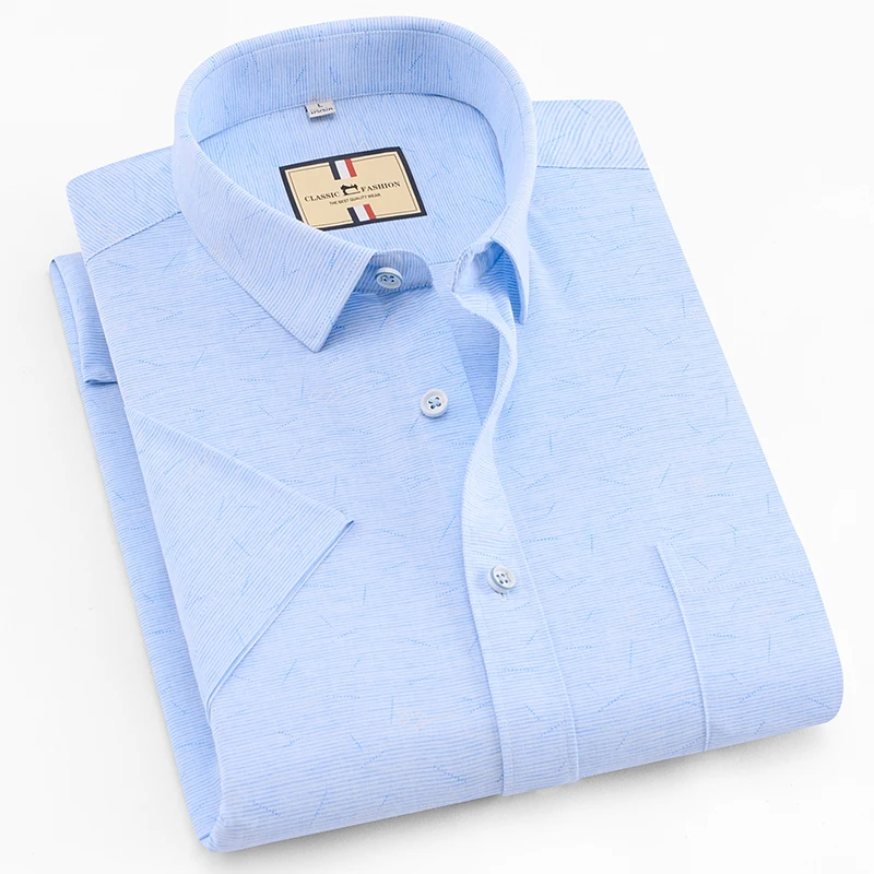 Короткий рукав брендовая мужская рубашка Летняя модная клетчатая однотонная