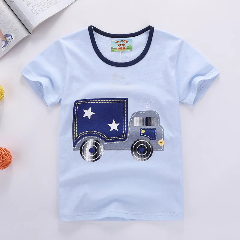 

Short Sleeve Cartoon Toddler Baby Boys Cotton Tops T-shirt Clothes 3-8 Yrs Baby Boy Summer T Shirt