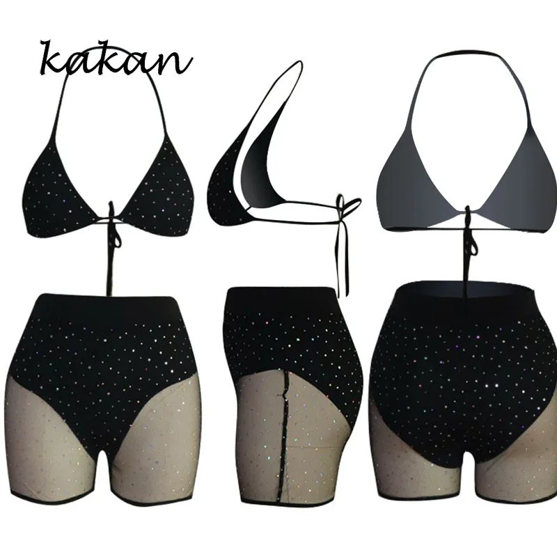 

Kakan sexy women's mesh jumpsuit two-piece club party jumpsuit wave point black blue jumpsuit