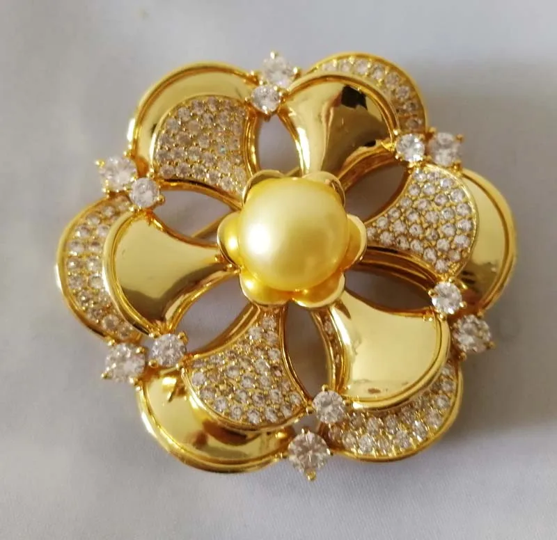 freshwater pearl brooch yellow coin flower 45mm FPPJ wholesale beads nature unique | Украшения и аксессуары