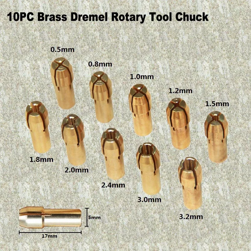 10 шт. 0 5-3 2 мм Мини дрель латунные зажимные патроны цанги для Dremel вращающийся
