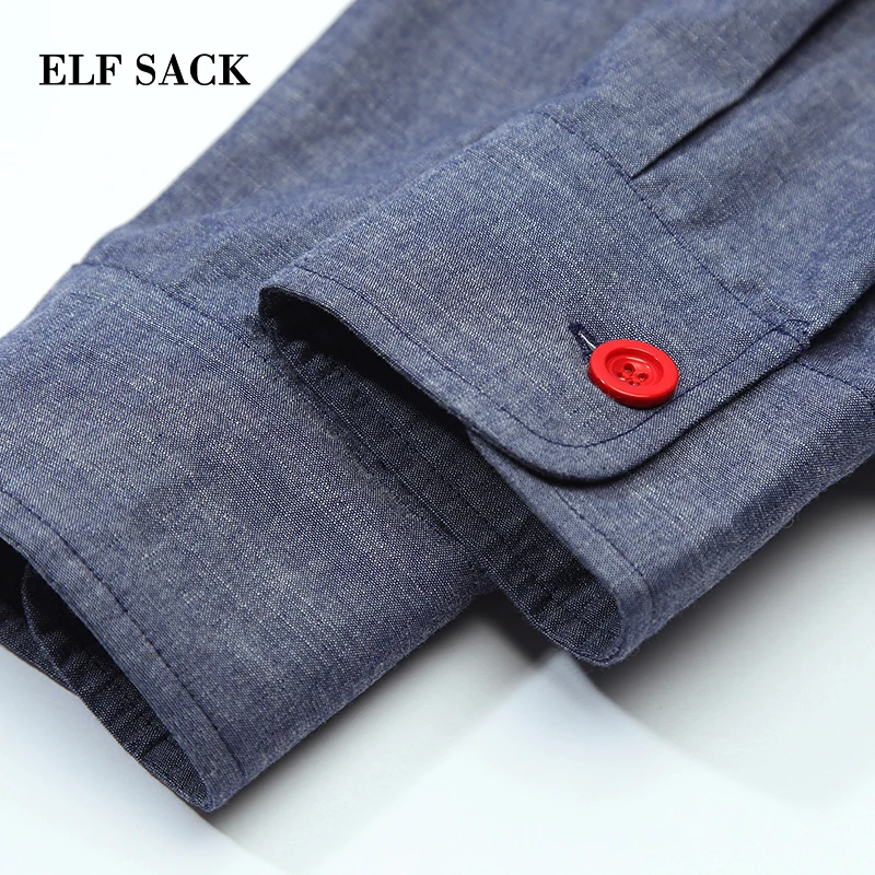 ELFSACK Стильная летняя женская хлопковая уличная Однотонная рубашка с вышивкой