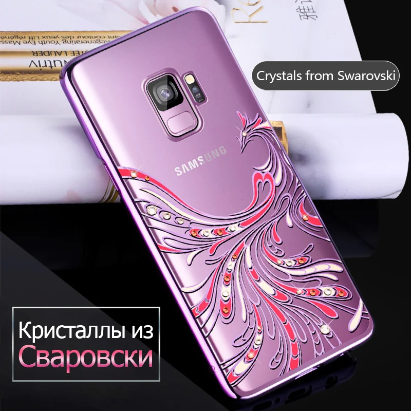 KINGXBAR для samsung s9 plus Сердце Симпатичные уполномоченный Swarovski горный хрусталь