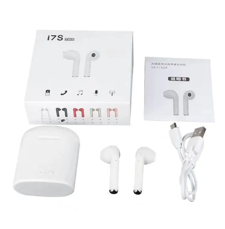 5 шт./лот с retaile box i7 i7s TWS Bluetooth наушники беспроводные гарнитуры стерео
