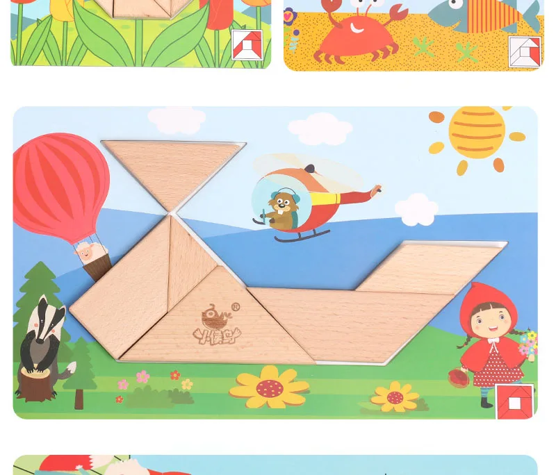 Детские деревянные игрушки личность Tangram головоломки Монтессори раннее образование просвещение детские игрушки подарки