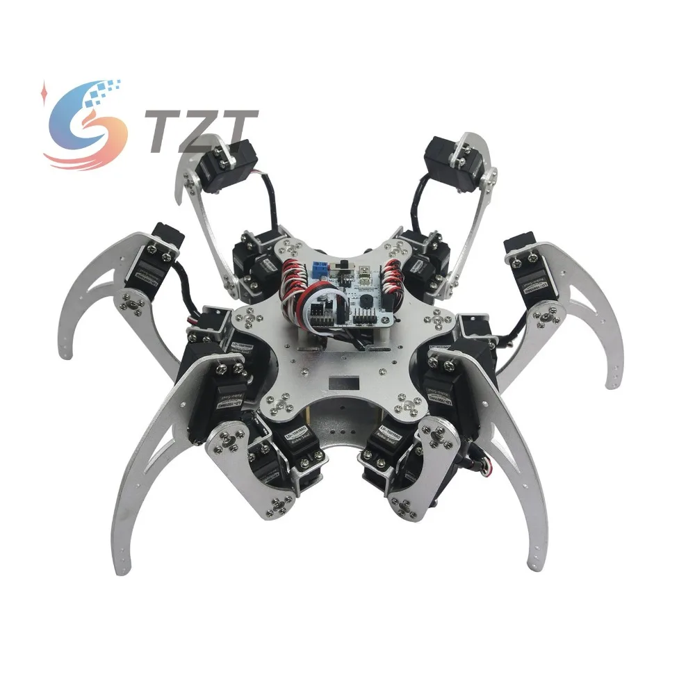 Собранный 18DOF алюминиевый Hexapod Паук шесть ног Робот комплект с LD-1501 сервоприводы и контроллер-серебро