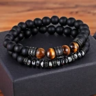 TYO 2 шт.компл. подарки для пар, для женщин, Pulseira Masculina, для мужчин, ручной работы, 8 мм, матовые бусины, черный кубический цирконий, модные украшения