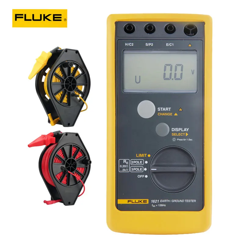 Fluke 1621 Гео земля наземный тестер F1621 с красным/желтым кабелем катушка и ногтей для