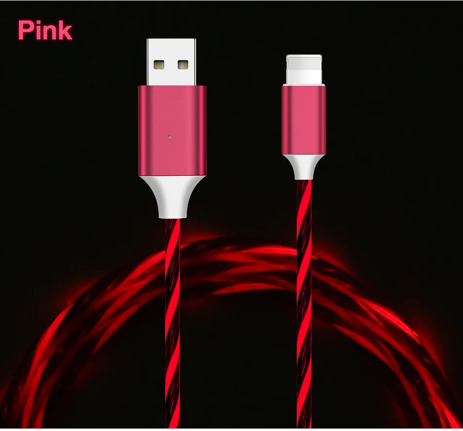 Яркий светящийся цветной светодиодный кабель для передачи данных USB кабель для зарядки Micro/type C/8 Pin для iPhone освещение Android шнур для зарядки мобильных телефонов - Цвет: Red Light