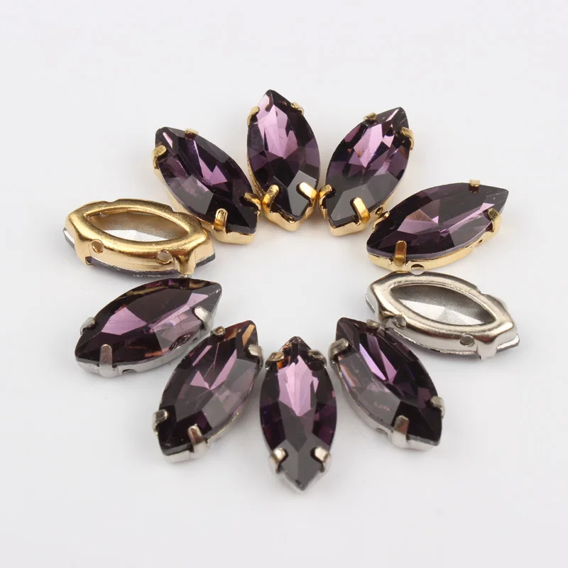 Блестящие камни для пришивания конский глаз из DK танзанита 100 шт.|sew-on rhinestones|rhinestone