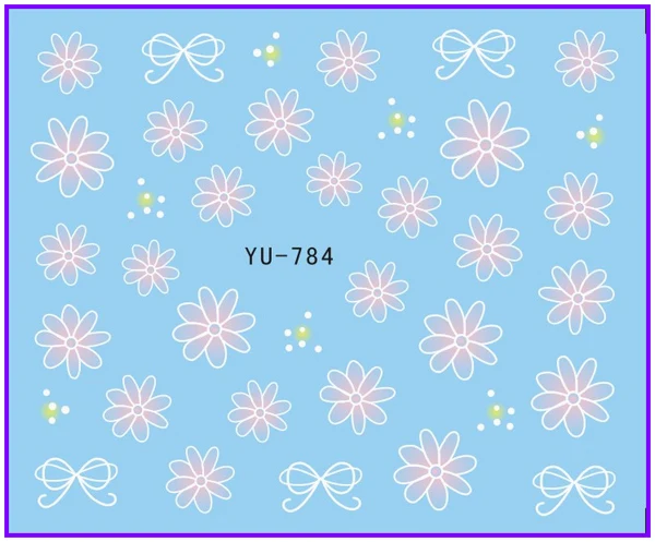 Nail Sticker WHITE LACE INLAID FLOWER Water Transfers Stickers Nail Decals Stickers YU784-789