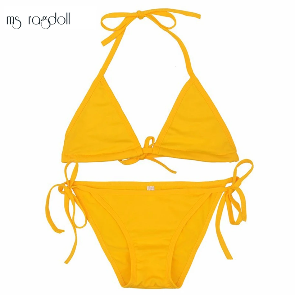 2018 Бразильское бикини сексуальное женское нижнее белье с лямкой на шее летнее