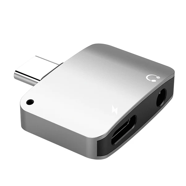 ACCEZZ 2 в 1 usb type C до 3,5 мм разветвитель AUX для Xiaomi huawei P10 mate 20 Jack адаптер для наушников Разъем для зарядки наушников - Цвет: Серебристый