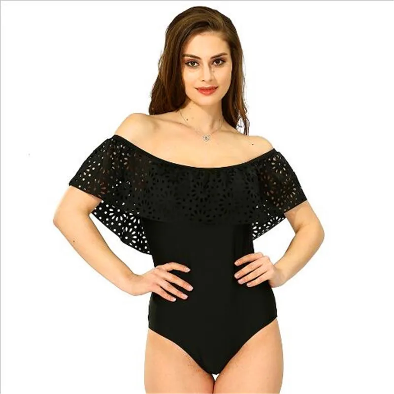 2017 Sexy Кружева Рюшами One Piece Купальники Боди Push Up Женщины Купальник Стринги