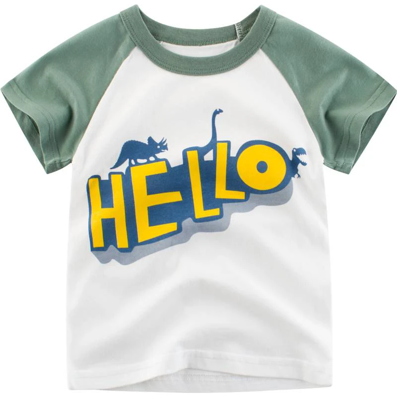 Молодежная хлопковая Футболка для мальчиков летний топ с принтом Hello желтая