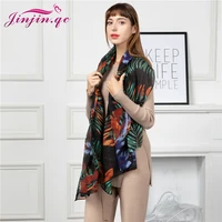 jinjin qc 2019 new fashion high quality autumn scarf shawls and wraps scarves for women leaf printing long soft wrap ladies