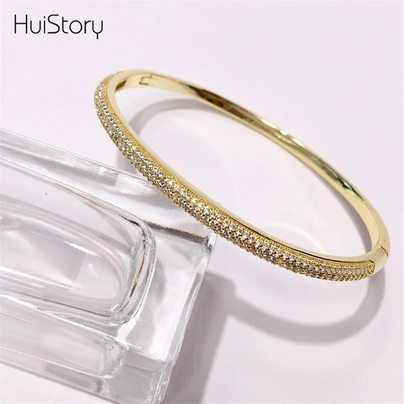 HUISTORY Fashion Curved Surface Half Circle Bracelet Copper Plated Three Colors Stainess Steel For Party Jewelry | Украшения и