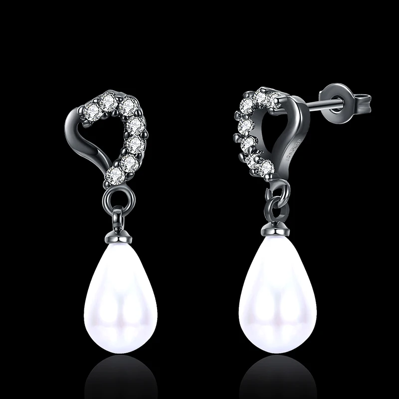 Модные серьги-гвоздики из искусственного жемчуга черного золота для женщин с