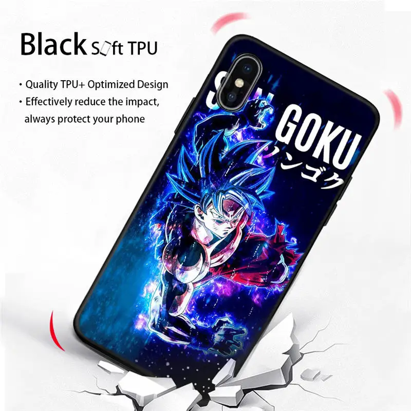 Мягкий чехол из ТПУ Dragon Ball Super Z Son Goku для iPhone X XR XS Max 8 7 6 S Plus 5 5S SE, черный силиконовый чехол Etui
