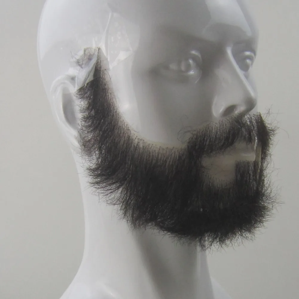 FXVIC 2020 Top Quality Fake Beards and Mustaches. Realistic costume Jet black 100% human hair free shipping