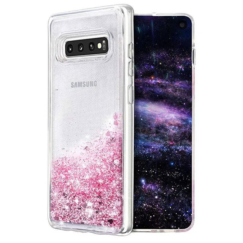 Блестящий Жидкий чехол Quicksand для samsung Galaxy S10, чехол с водопадом, ослепительный, сверкающий двухслойный прозрачный тонкий стильный